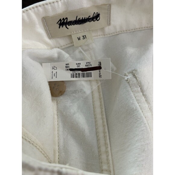 Madewell Patch Pocket Jeans Mens 31 White Ivory Ecru Relaxed Summer Denim New - Picture 8 of 16